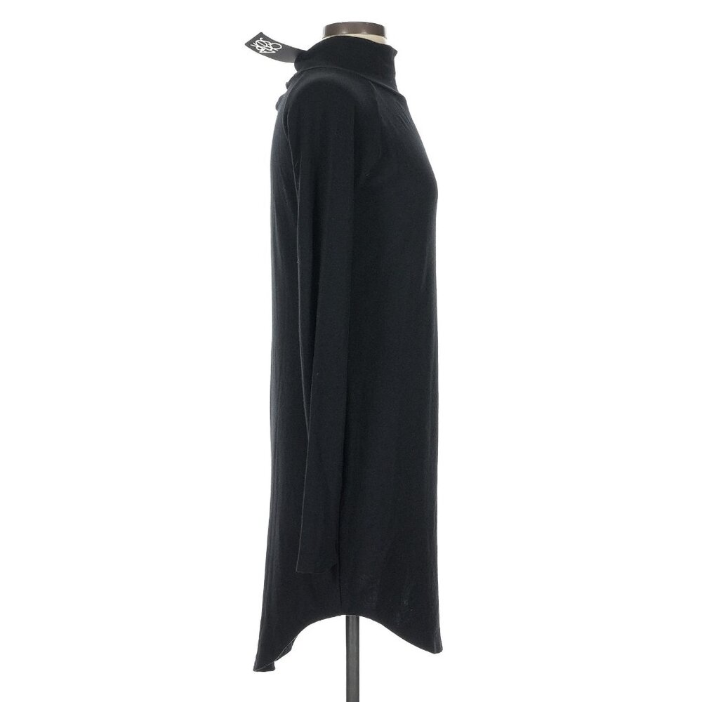 NWT Chaser Black Long Sleeve Turtleneck Shirttail Hem Raglan Mini Sweater Dress - Picture 4 of 9